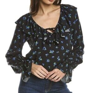 NWT WeWoreWhat Floral Ruffle Long Sleeve Blouse Top, Size Small | $49 Retail